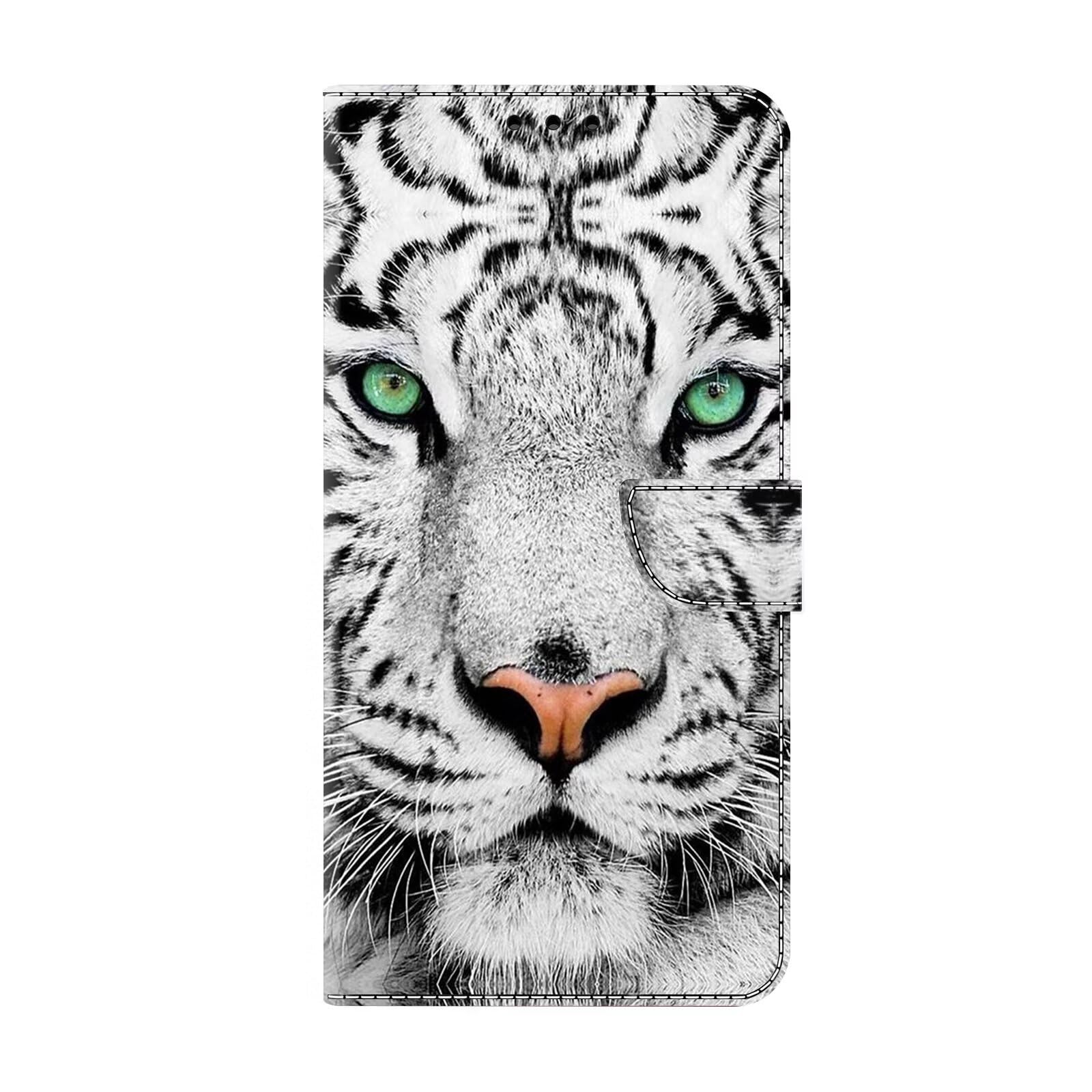 Bnvdfre for Motorola Moto E14 / G04 / G24 Case Flip Phone Cover Art Pattern Shockproof Protective Card Holder with Magnetic Stand Leather Case for Motorola Moto E14 / G04 / G24, Tiger