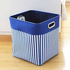 LJ&XJ Blue Raya Lona Cesta De Ropa,Cuadrado Plegable Ropa Sucia Cesto