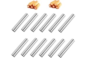 Chris.W 12PCS Cream Horn Molds Stainless Steel Cannoli Tubes Non-Stick Tubular Shaped Mold Cannoli Forms Cream Roll for Bakin
