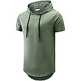 KLIEGOU Mens 100 Cotton Hipster Hip Hop Longline Hoodie T-Shirt Pre - Shrunk S-XXXL