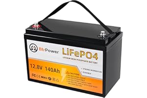 BtrPower 12V 140AH Lithium Battery,5000+ Deep Cycle LiFePO4 Battery with Built-in 100A BMS fit for Home Storage,Trolling Motor,RV,Off-Grid System,Solar Power System,Marine