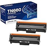TN660 Toner Cartridge Replacement for Brother TN660 TN-660 TN630 TN-630 Work with HL-L2300D HL-L2305W HL-L2360DW MFC-L2740DW MFC-L2700DWR DCP-L2540DN Printer (Black,2 Pack)