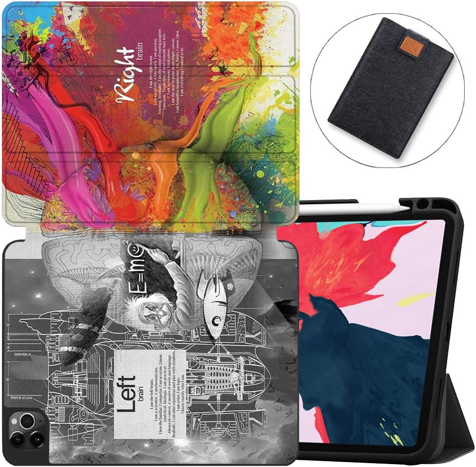MAITTAO Case For iPad Pro 11 inch 2nd Generation 2020 Release with Apple Pencil Holder, Soft TPU Back Shell Stand Smart Cover For iPad Pro 11 Case Tablet Sleeve 2 in 1 Bundle, Creative Brain 5