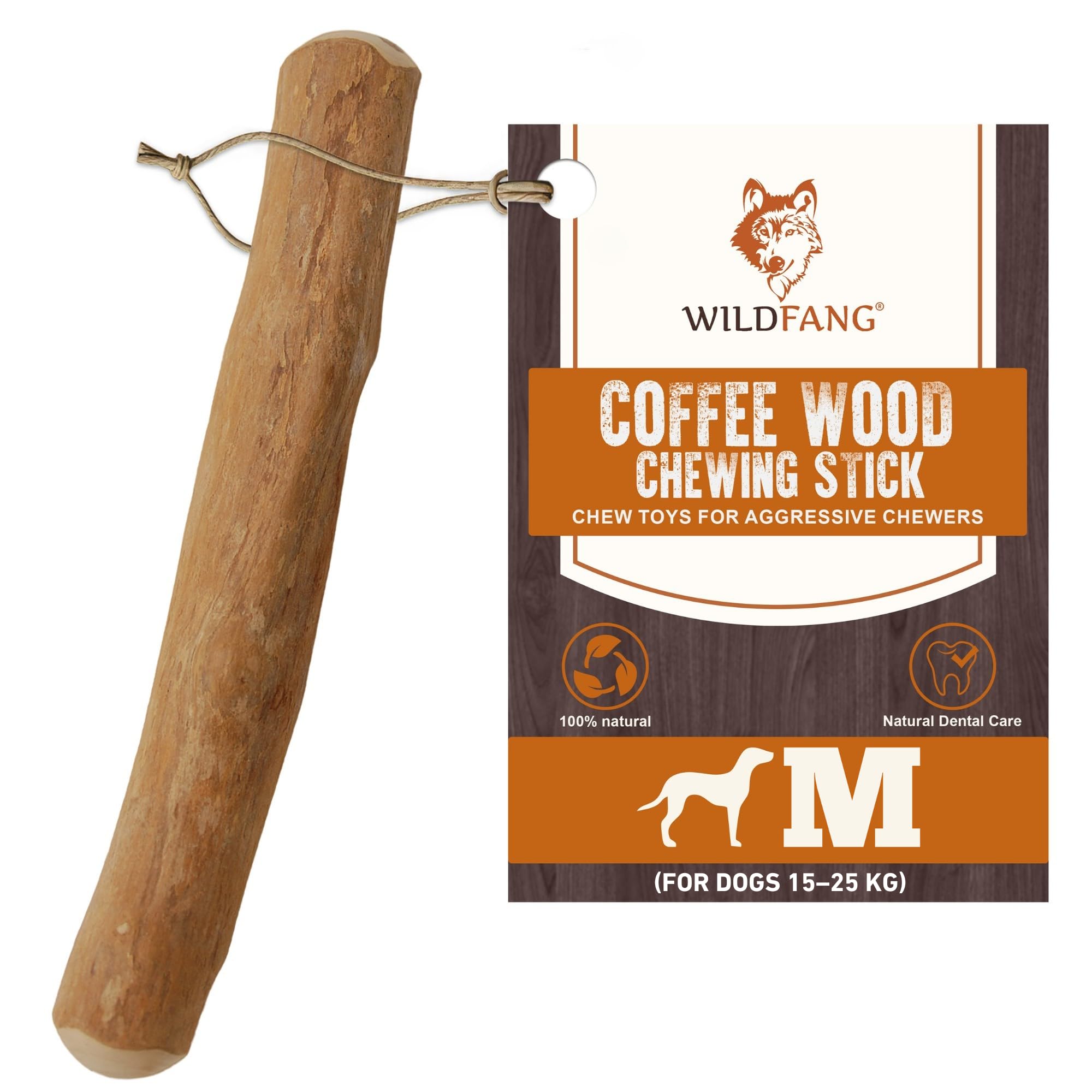 Wildfang® Coffee Wood Dog Chew Medium - Durable Dog Toys for Aggressive Chewers, Dental Stick for Teething Puppy, Training for Chewing Muscles, Coffee Tree Sticks for Medium Dogs (15-25kg)