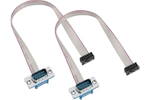 PNGKNYOCN DB9 to 10-Pin IDC Serial Cable,RS232 Serial Male to 10 Pin Motherboard Header Flat Ribbon Cable（0.3m）