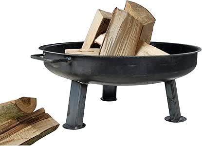 acerto 40373 Cuenco de Fuego Macizo 80cm + 5 uds. Leña de Abedul