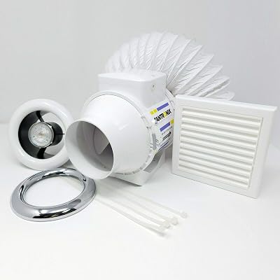 Fantronix 100 mm Inline Bathroom Fan & LED Light Kit with Run-On Timer