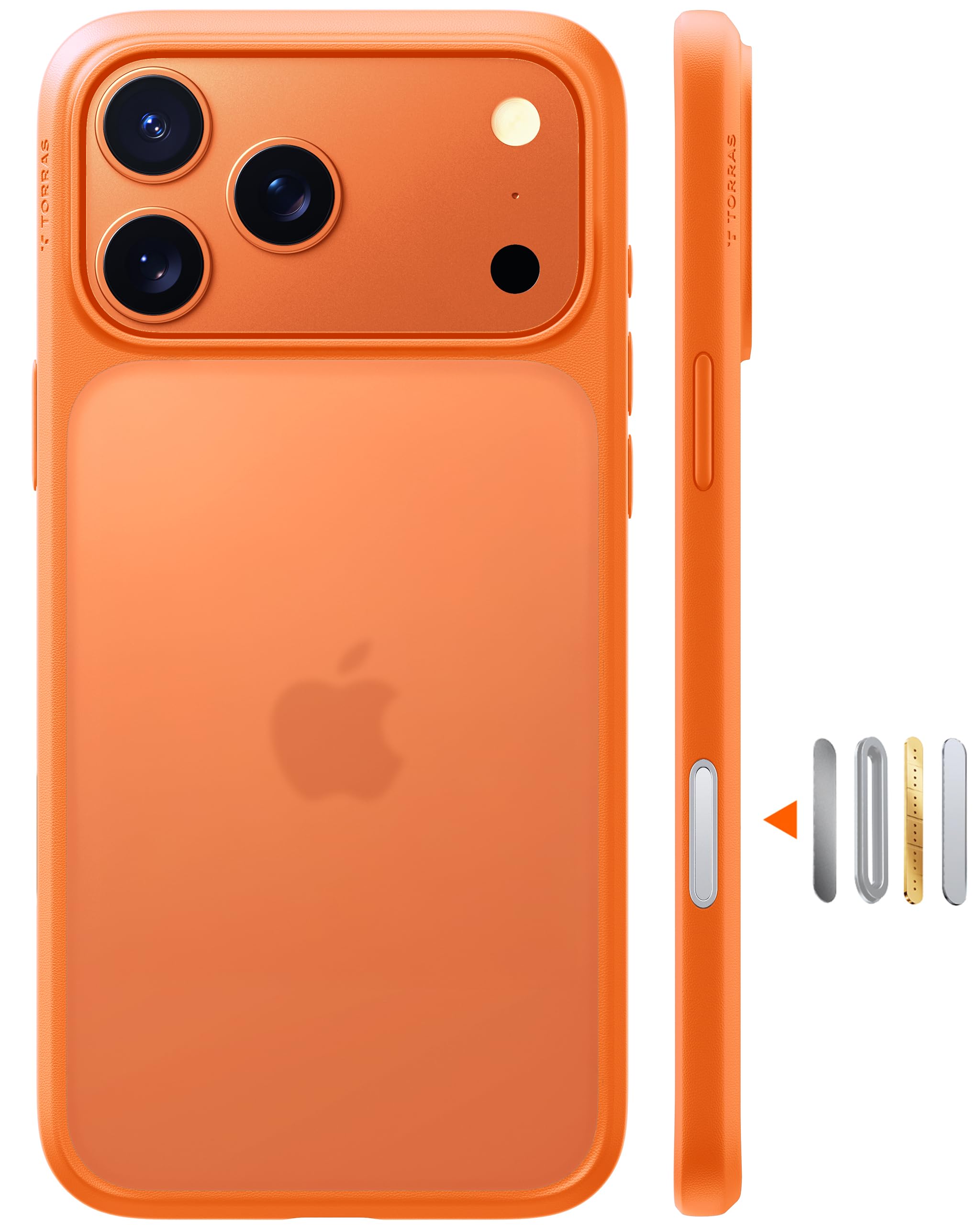 Photo 1 of TORRAS Shockproof for iPhone 17 Pro Max Case with Camera Control Button, [12FT Military Grade Drop Protection] Enhanced Grip & Soft Touch Translucent 17 Pro Max Case with DIY Buttons, Neon Orange