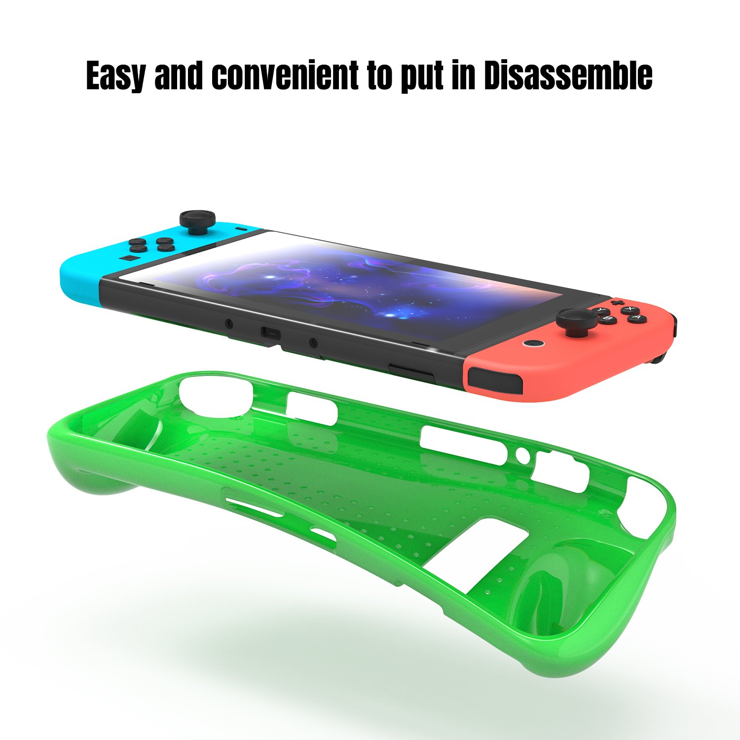 Protective Case for Nintendo Switch, Comfortable Soft TPU Full Body Protection Shock Absorption Heat Dissipation Design Cover Case for Nintendo Switch (Green)