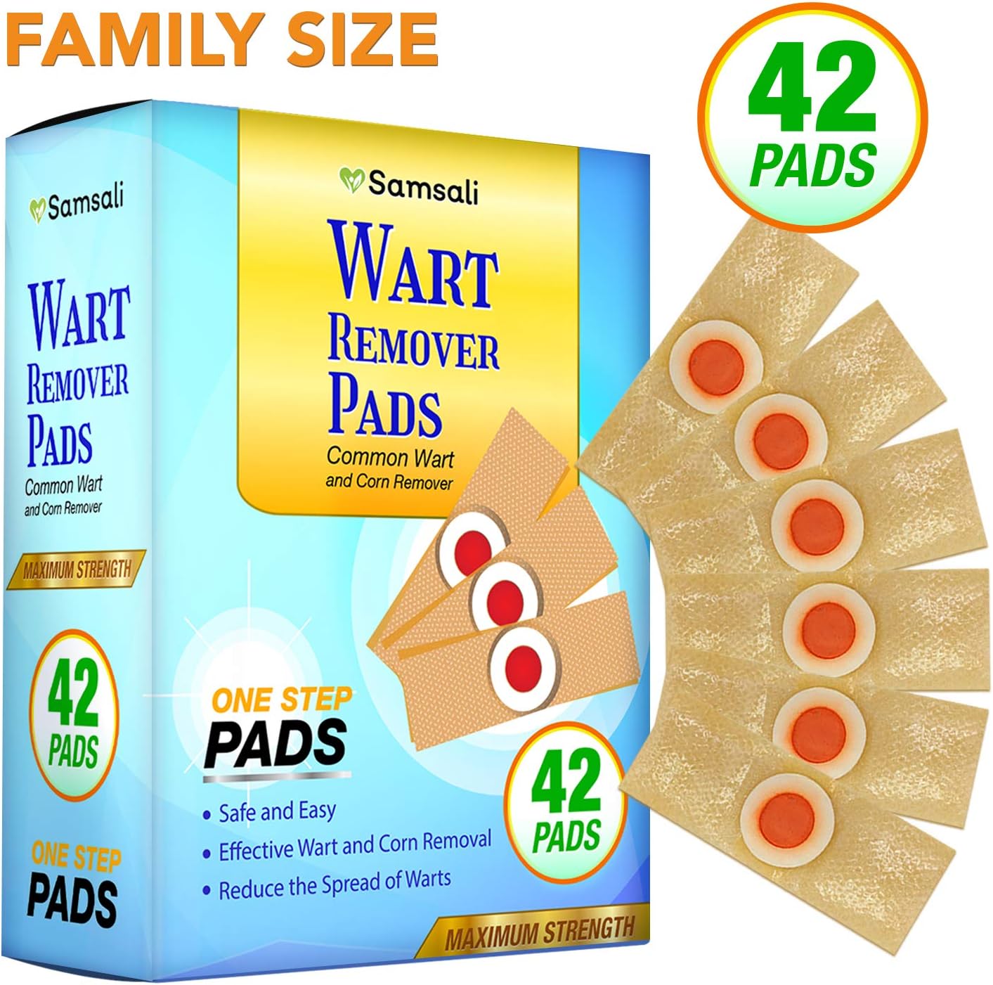 Samsali Wart Remover Pads, Highly Potent Wart Removal Treatment, All New Premium High Efficacy Wart Remover Pads, 42 Wart Remover Pads: Health & Personal Care