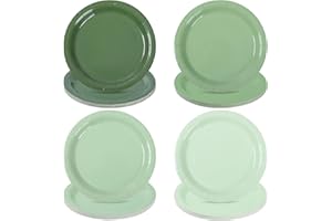 AimFun 48Pcs Sage Green Paper Plates Gradient Green Party Plates 7”Disposable Round Dessert Plates for Birthday Wedding Bridal Baby Shower Christmas Party Supplies 4 Colors