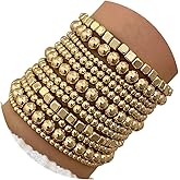 ZOVOLI Gold Silver Bracelets for Women Beaded Strand Bead Ball Bracelets stack Adjustable Bracelets Set