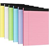 6 Packs Legal Pads 8.5 x 11 Inch, 30Sheets/Pack, College Ruled & Perforated Colored Writing Pads, Pads of Paper 8.5 x 11, Lined Note Pads with Sturdy Backing for Office, Business & School Supplies
