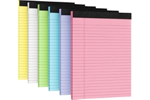 CIPHYFEE 6pcs Legal Pads 8.5 x 11, Notepads 8.5 x 11 Inch, Color Note Pads Clear Print Writing Pads of Paper, Memo Pads , Perforate Legal Notepads Paper , Wide Ruled Lined with Sturdy Back,30 Sheets/Pack
