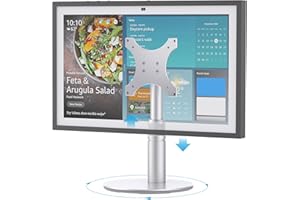 Almoz Riser Stand for Echo Show 21, Show 15 (All Generations), Adjustable Height with Swivel and Tilt, Aluminum Holder Stand for Show 21, Sturdy Non-Slip Base, Easy Screw Assembly (Riser-Silver)