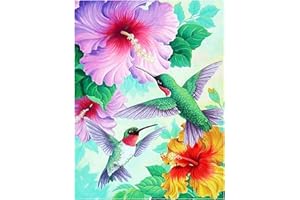 WAMIKA Spring Hummingbirds Hibiscus Flowers Summer Welcome Double Sided Garden Yard Flag 12" x 18", Hello Spring Summer Birds Tropical Flowers Lily Floral Decorative Garden Flag Banner for Outdoor Home