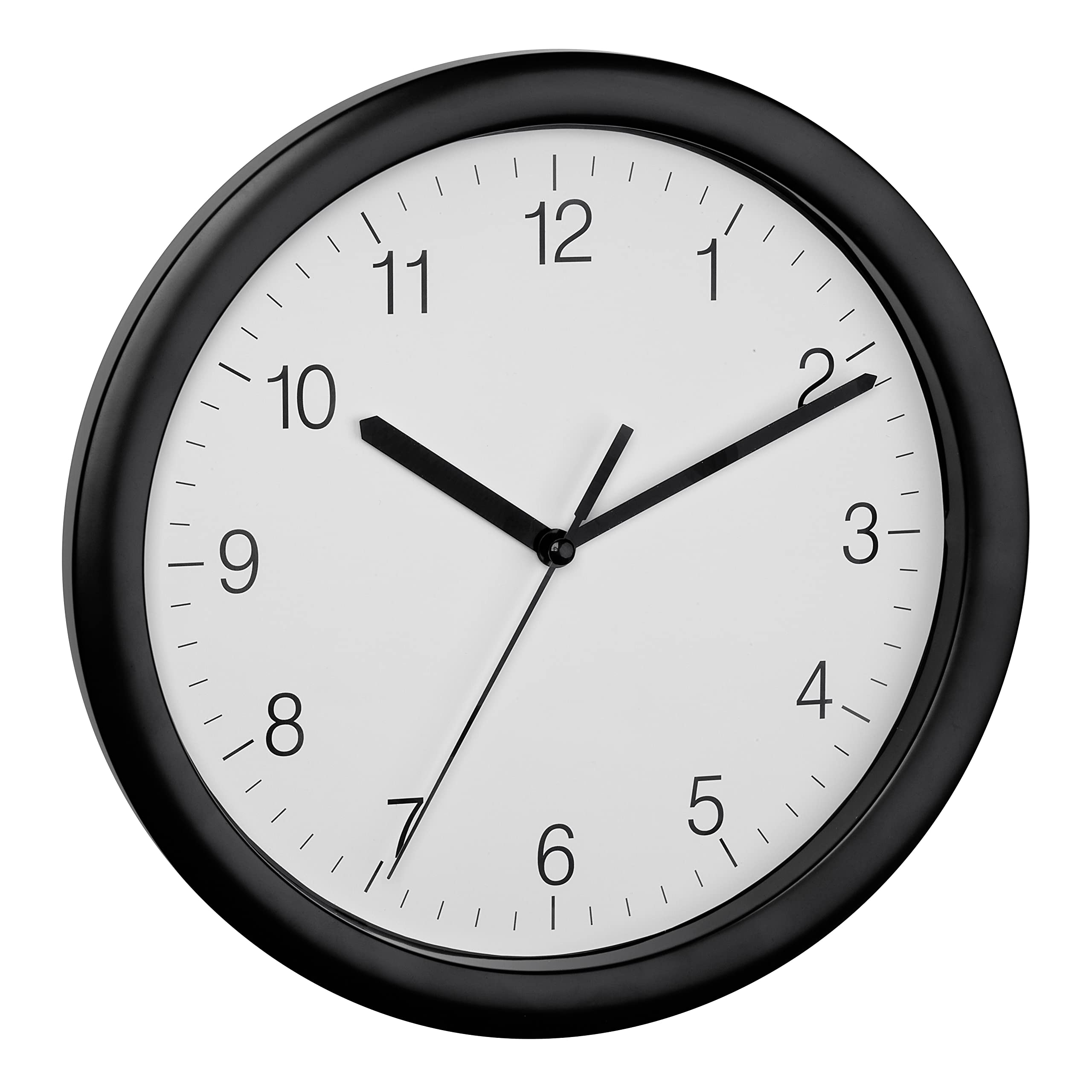 TFA Dostmann Wall Clock 60.3064.01 Silent Sweep Movement Modern Classic Dial Quartz Clock Plastic Frame Battery Operated Black