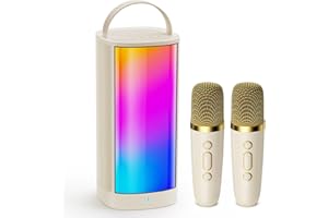 JYX Mini Karaoke Machine for Kids and Adults, Portable Bluetooth 5.3 Karaoke Speaker with 2 Wireless Microphones, Popular Bir