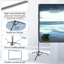 Projector Screen with Stand, Qoolfoto 100 Inch
