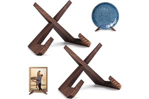 XKDOUS 2 Pack Plate Stand for Display, 6.5 Inch Wood Plate Display Holders, Picture Frame Holder, Cookbook Stand Recipe Book Holder for Book, Plate, Photo, Decorative Table Top Easels