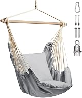VonHaus Hanging Chair Outdoor Grey Garden Swing Seat 1 Seater Rope