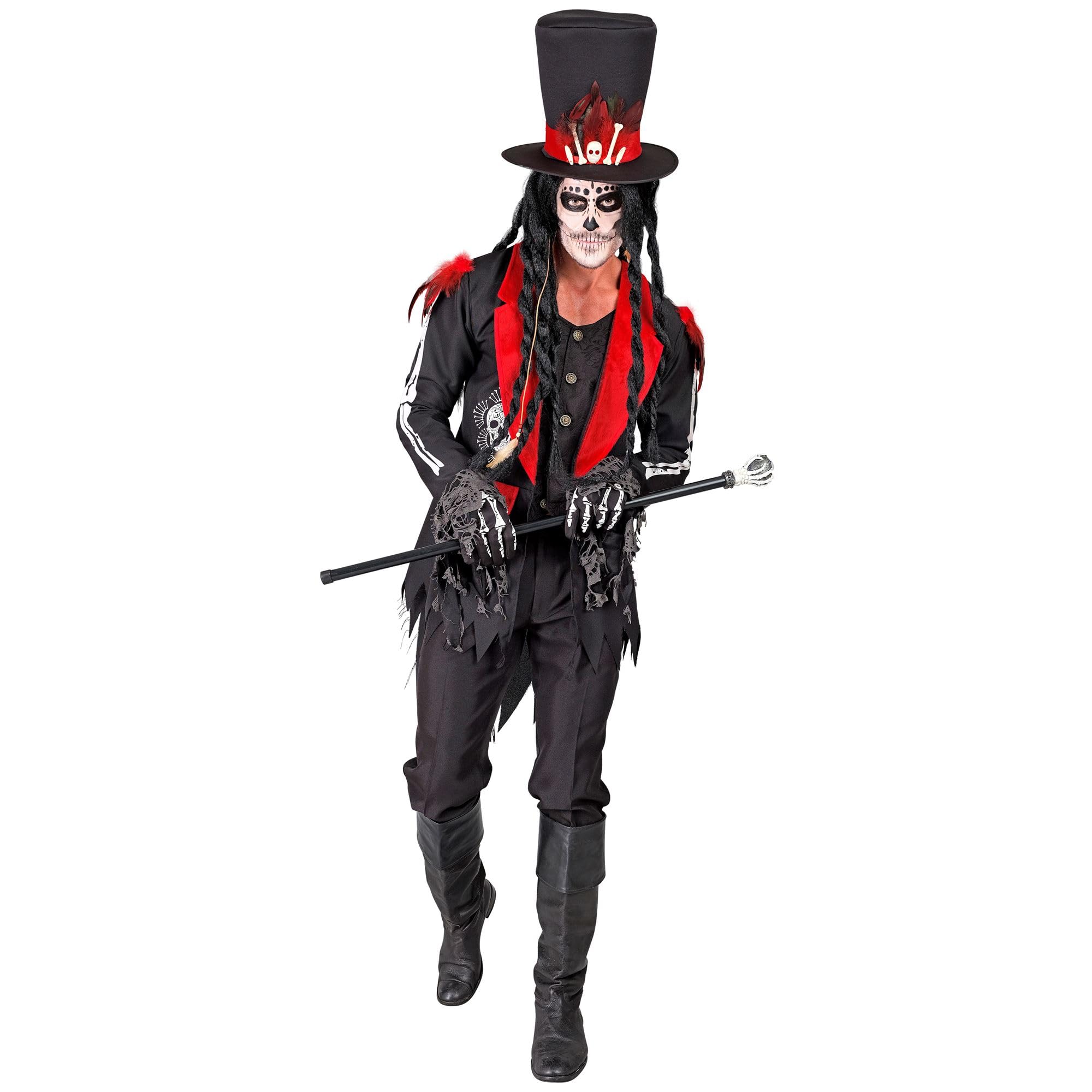 W WIDMANN MILANO Party Fashion - Voodoo Priest Costume for Men, Skeleton, Skulls, Halloween, Carnival, Theme Parties