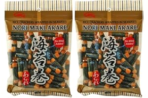 JOGOTO Japanese Nori Maki Arare Rice Crackers with Seaweed Snack, 3 Ounce (Pack of 2)
