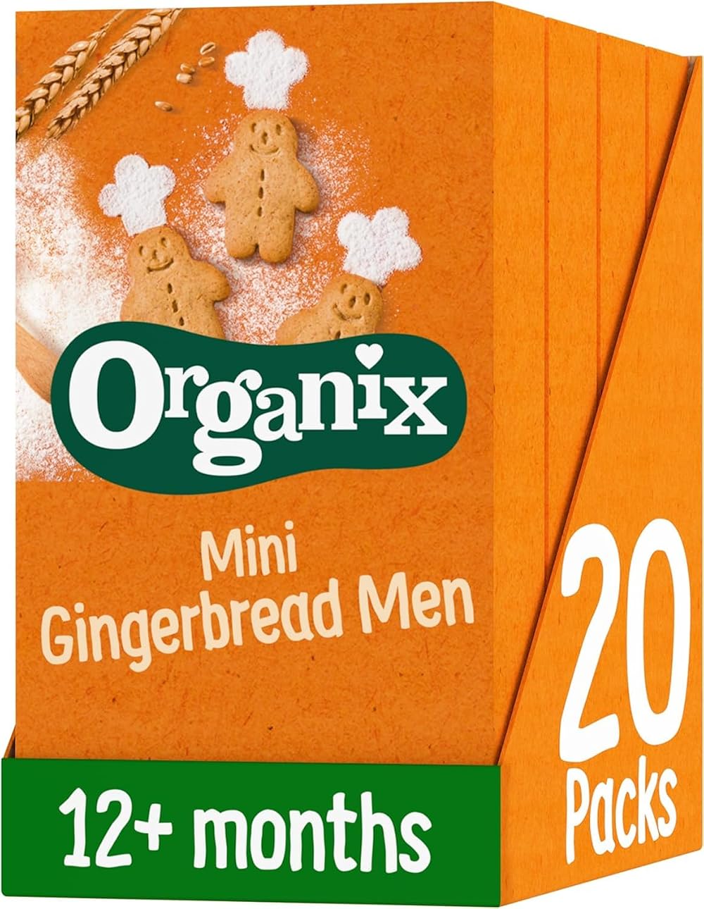 Organix Mini Gingerbread Men Organic Toddler Snacks 5 x 20 g Pack x4 Boxes