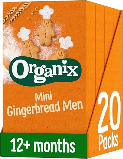 Organix Mini Gingerbread Men Organic Toddler Snacks 5 x 20 g Pack x4 Boxes