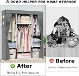 OPPAIYA Canvas Wardrobe, 3 Hanging Rails, Portable Closet, 175x150cm view 5