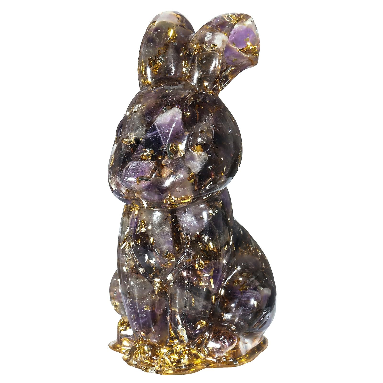 mookaitedecor Amethyst Crystal Rabbit Figurine Ornament Home Good Luck Decor, Resin Healing Crystal Animal Bunny Sculpture Gift Stone Statue Purple Bedroom Decor Easter Bunny Decoration