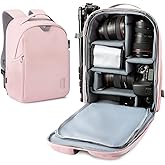 BAGSMART Camera Bag, Camera Backpack, DSLR SLR Camera Case Fits 13.3 Inch Laptop, Waterproof Photography Backpacks with Rain Cover Tripod Holder for Women Men, Pink