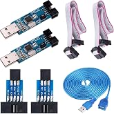 DKARDU 2 pcs USBASP ISP Downloader Programmer Microcontroller Module with Cable and 10Pin to 6Pin Adapter Board USB Extension Cable for 51 for AVR Series Microcontroller
