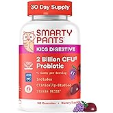 SmartyPants Kids Probiotic Gummies for Digestive Health: 2 Billion CFU Gut Health and Immune Support Supplement, Clinically Studied Probiotic, Gluten Free, Grape, 30 Count (30 Day Supply)