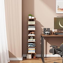 TUTOTAK Narrow Bookshelf, 8-Tier Bookcase, Spine