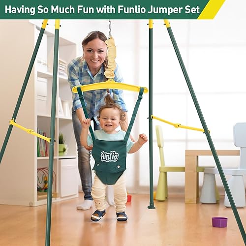FUNLIO Baby Jumper with Stand for 6-24 Months, Infant Jumper for  Indoor/Outdoor Play, Toddler Jumper for Baby