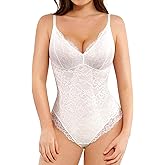 Popilush Shapewear Bodysuit V Neck Tummy Control Backless Lace Tank Tops Sleeveless Thong Bodysuit