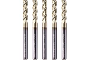 SEFHLI Solid Carbide Square End Mill(5Pcs 1/8") - ZrN Coated, 3 Flute, 37° Helix, 1/8" Cutting Diameter, 1/8" Shank Diameter, 1/2" Length of Cut, 1-1/2" Overall Length for Milling Aluminum and Copper