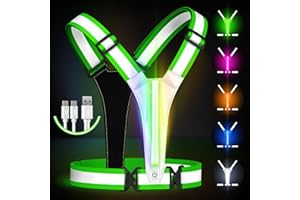 Fokia Kunbio LED Reflective Running Vest Gear,Light Up Vest Runners Night Walking USB Rechargeable,Up to 11hrs Light with Adjustable Waist/Shoulder for Women Men Kids