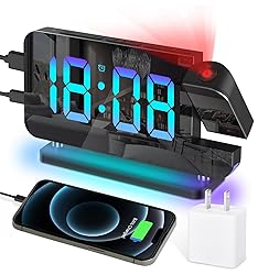 EVILTO Projection Alarm Clock, Digital Colorful