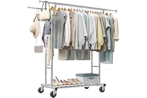 docagt Clothes Rack, Heavy Duty Clothes Rack, Rolling Clothing Racks For Hanging Clothes, Adjustable Height Commercial Clothing Racks With Wheels,Heavy Duty Metal Garment Rack (Y-Type)