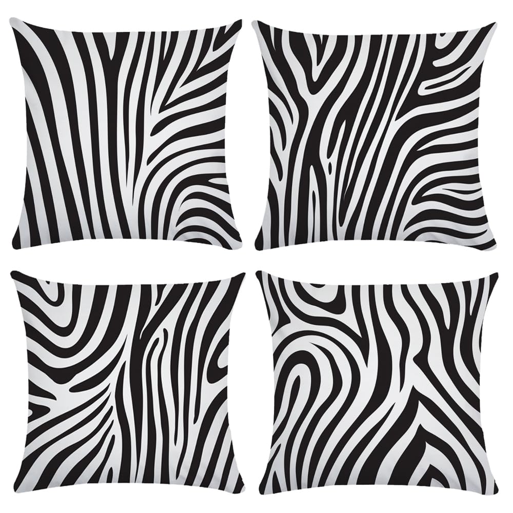 SCVBLJS Black and white cushion covers Zebra Pattern Decorative Pillow Case Couch Cushion For Home Bedroom Indoor Outdoor sofa Bench cushions 45X45cm