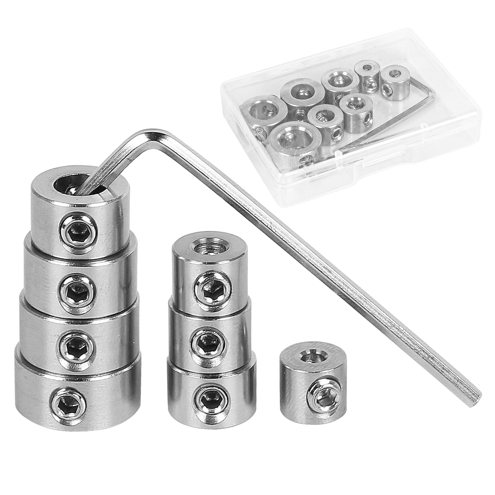 Luabue 9Pcs Drill Bit Depth Stop Collar Ring 3/4/5/6/7/8/9/10mm mm Woodworking Drill Bit Limit Ring with Allen Wrench Spacing Ring Positioner Locator Set