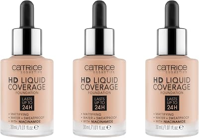 Catrice HD Liquid Coverage Foundation Nude 020 3 x 30 ml Long-Lasting Matte