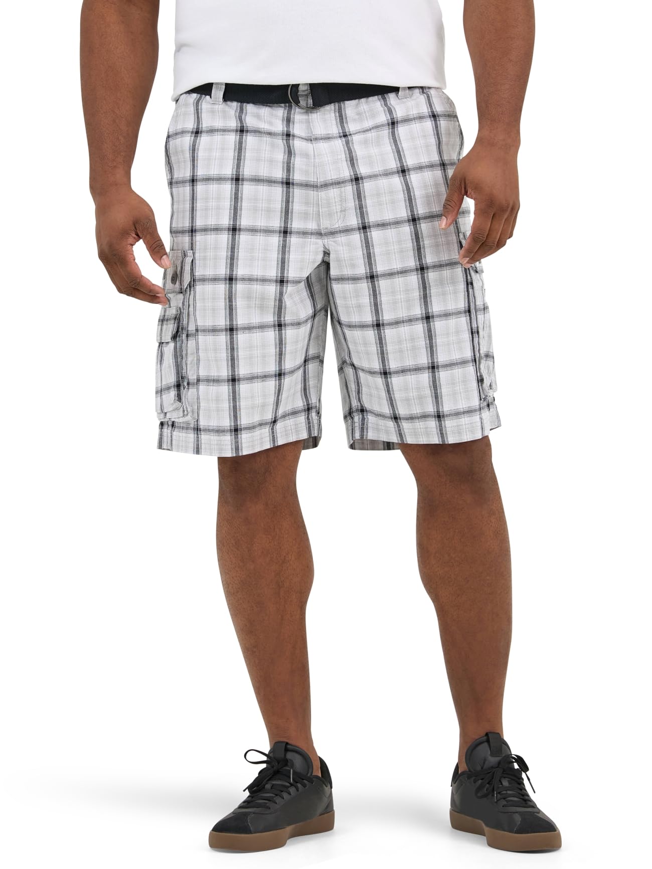 Lee Men's Big & Tall New Belted Wyoming Cargo Short, Gray Plaid, 54 Image Lee Men's Big & Tall New Belted Wyoming Cargo Short, Gray Plaid, 54 Image