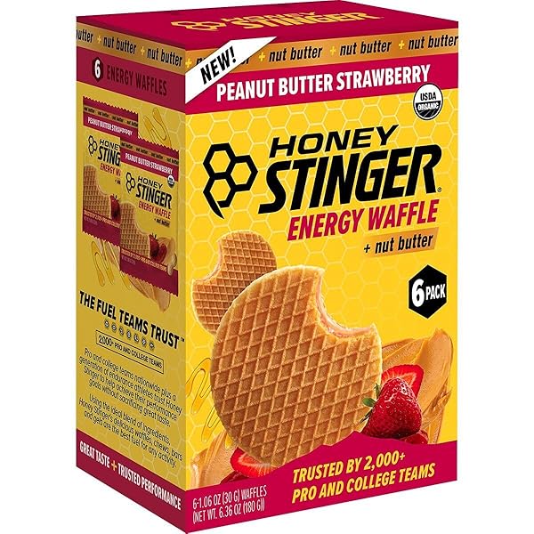 HONEY STINGER, ORGANIC WAFFLE – 6-PACK, PEANUT BUTTER...