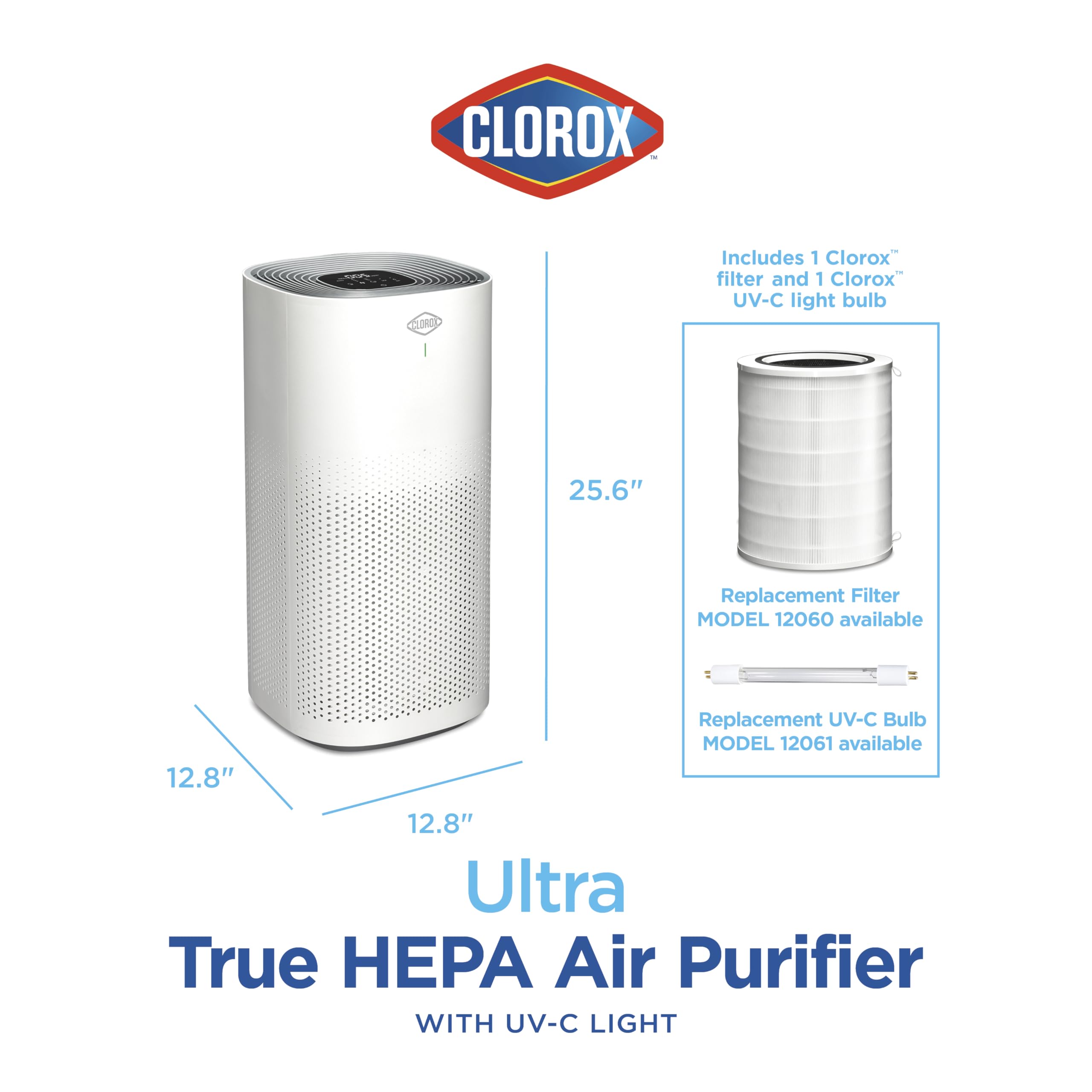 Clorox Air Purifiers for Home, True HEPA Filter, XL Rooms up to 2,220 sq ft, Removes 99.9% of Mold, Viruses, Wildfire Smoke, Allergens, Pet Allergies, Dust, AUTO Mode, UV-C Lightbulb, Whisper Quiet
