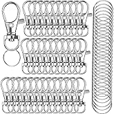 120PCS Premium Swivel Lanyard Snap Hook with Key Rings, Metal Hooks Keychain Hooks for Lanyard Key Rings Crafting…