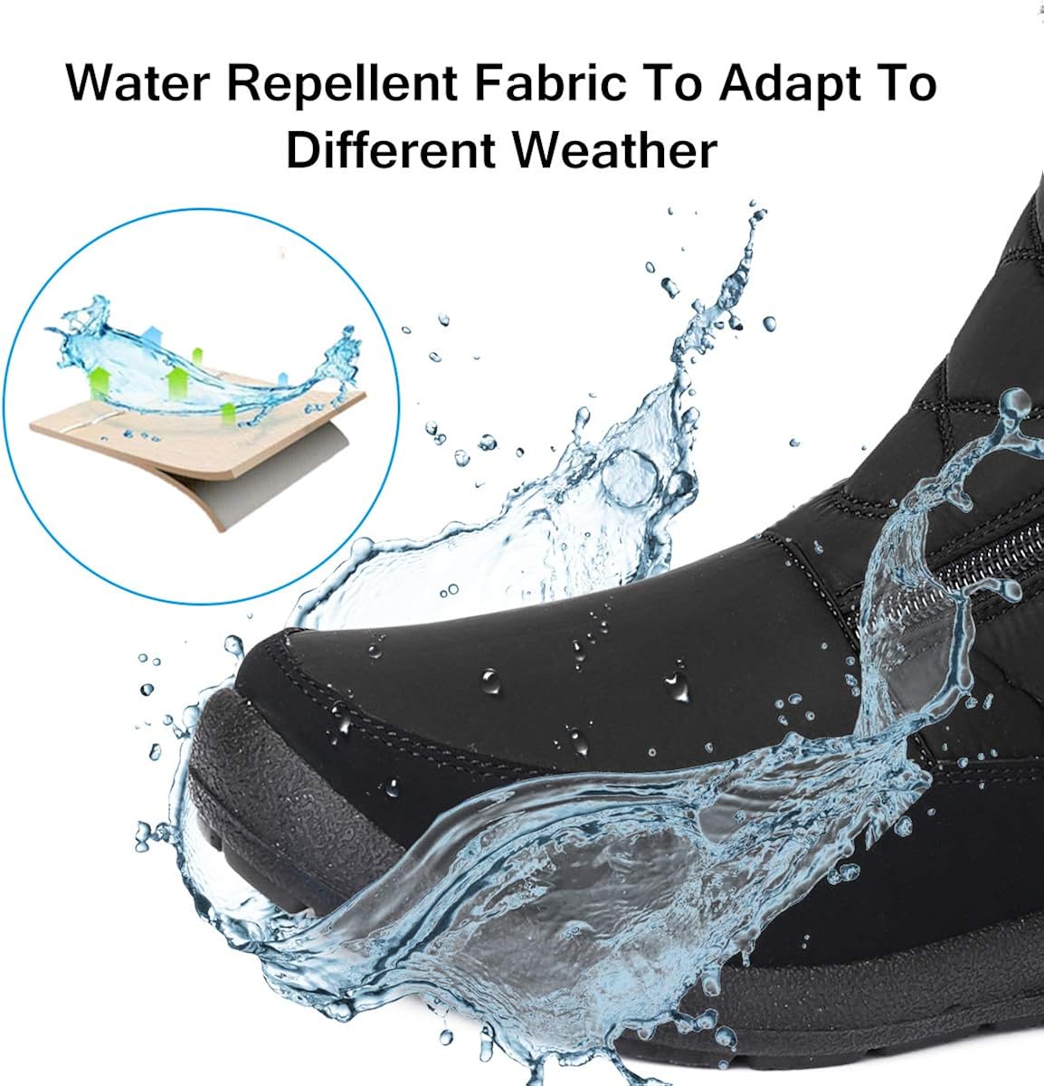  | gracosy Snow Boots for Women, Warm Ankle Boots Waterproof Outdoor Slip On Fur Lined Winter Short Booties Anti-Slip Comfort Zipper Large Size Shoes | Snow Boots