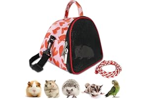 GKPONSX Portable Hamster Carrier Bag, Guinea Pig Travel Bag Heart Pattern Small Animal Outdoor Hangbag with Strap for Hedgehogs Hamsters Chinchillas Squirrels Sugar Glider, for Animal Lovers